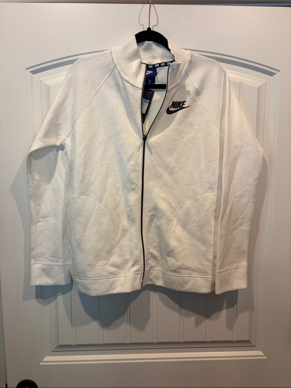 Nike White Full-Zip Jacket with Black Swoosh